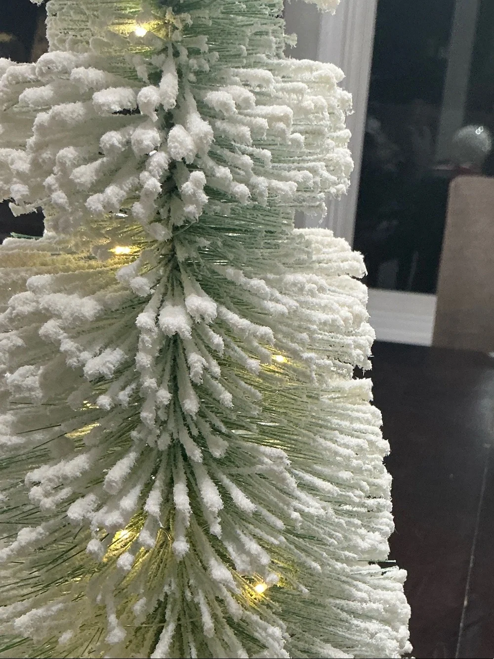 Flocked LED Bottle Brush Christmas Tree Pair with Silver Gift Box Bases